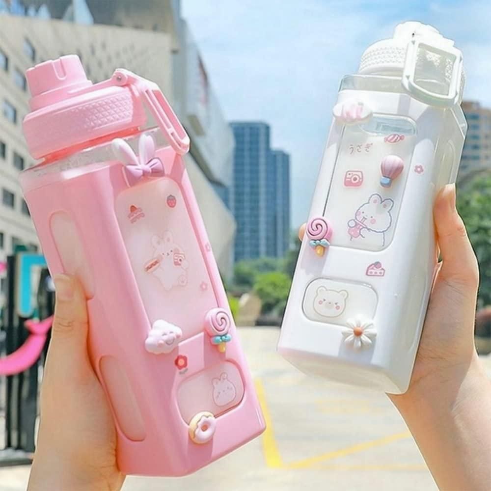 Cute 700ml Water Bottle with Lid and Straw