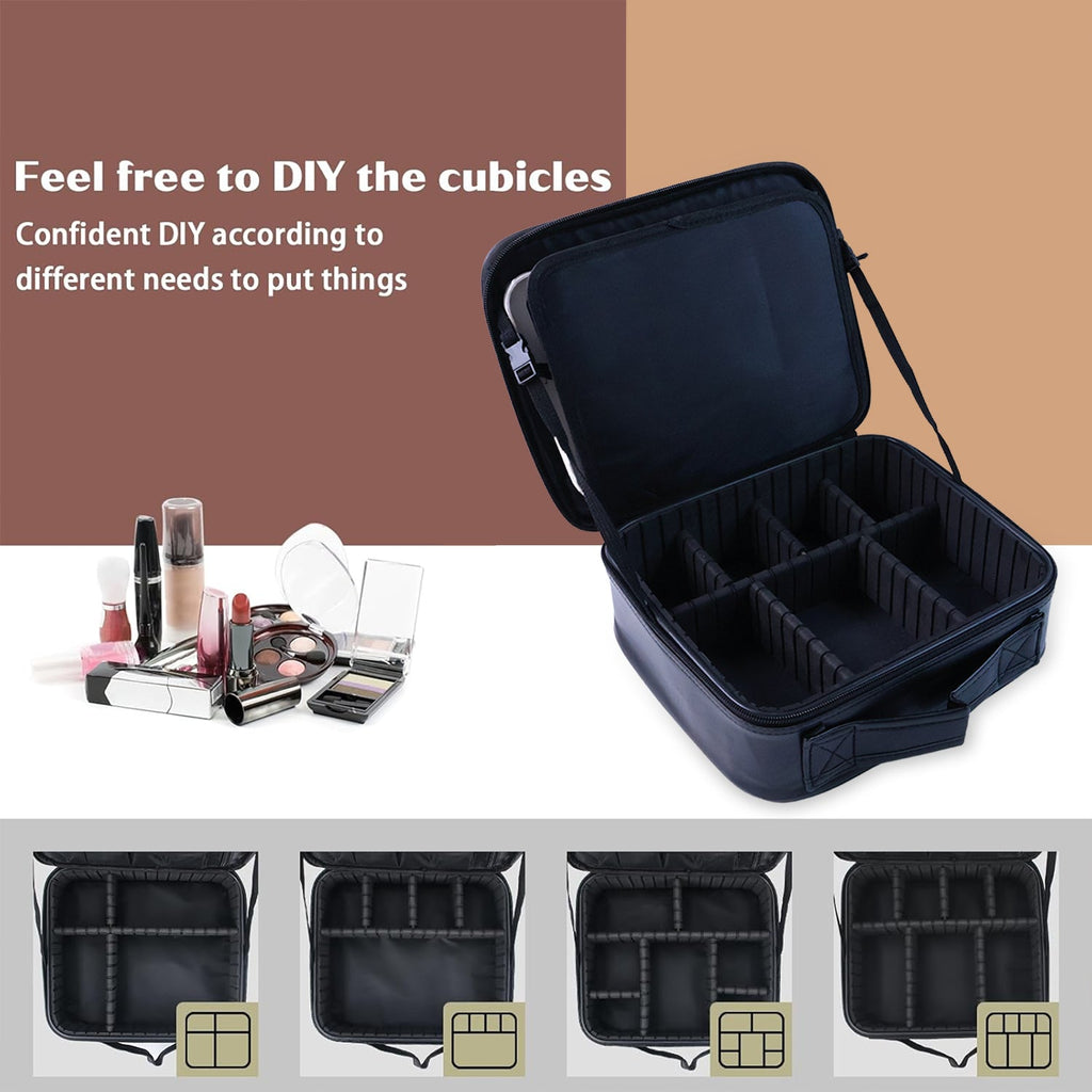 Black Premium LED Light Makeup Organizer Box with Touch Sensor Mirror