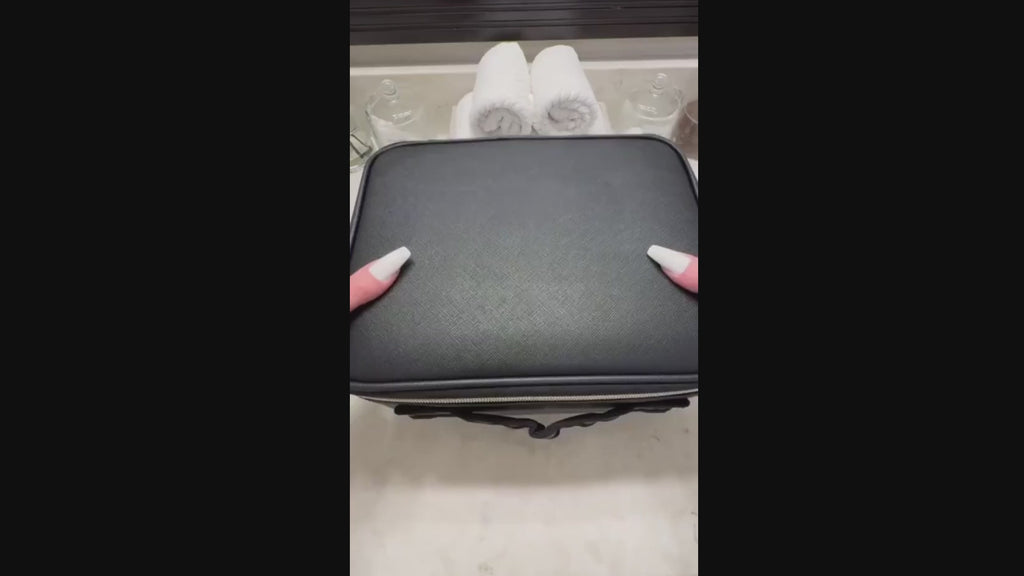 Black Premium LED Light Makeup Organizer Box with Touch Sensor Mirror